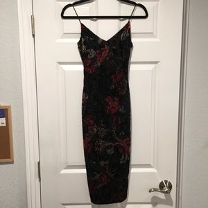 ♡ A’GACI ♡ Velvet Textured Floral Midi Dress NWT